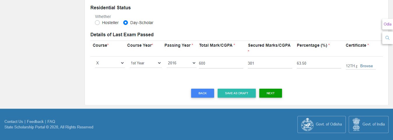 Odisha State Scholarship Portal - Post Matric/Pre-Matric Scholarship Apply (Date Extended : 29 feb 2024) % Screenshot 121 copy
