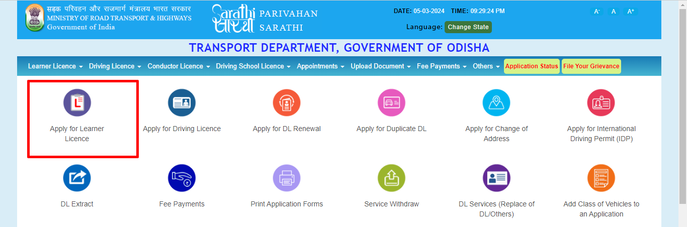 Application for New Learner Licence Online - LL Apply Online Odisha 2024 % Screenshot 263