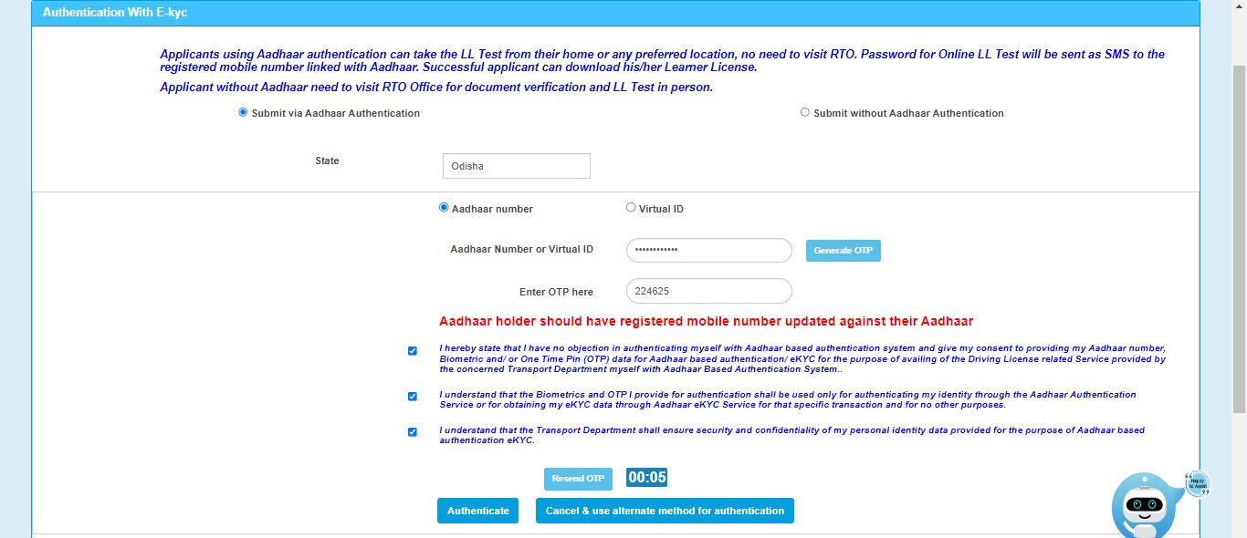 Application for New Learner Licence Online - LL Apply Online Odisha 2024 % Screenshot 269