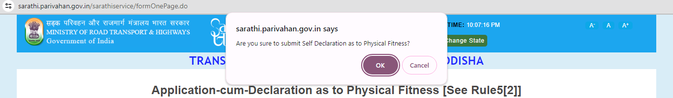 Application for New Learner Licence Online - LL Apply Online Odisha 2024 % Screenshot 277 1