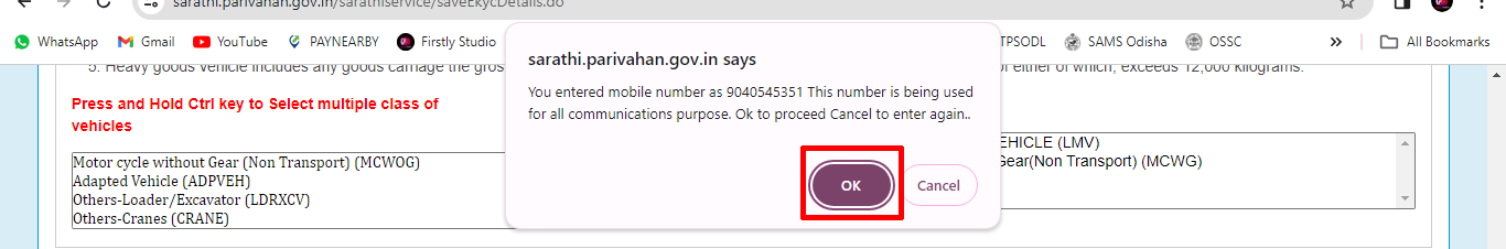 Application for New Learner Licence Online - LL Apply Online Odisha 2024 % Screenshot 282