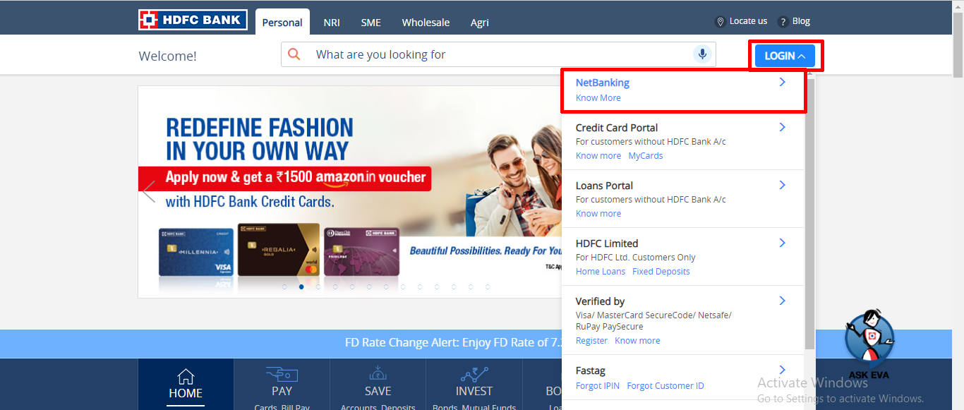 HDFC Bank Netbanking 2024 - New User Registration, First Time Login, Forgot Customer ID, Generate Password/IPIN % Screenshot 525